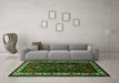 Machine Washable Oriental Green Industrial Area Rugs in a Living Room,, wshurb3198grn