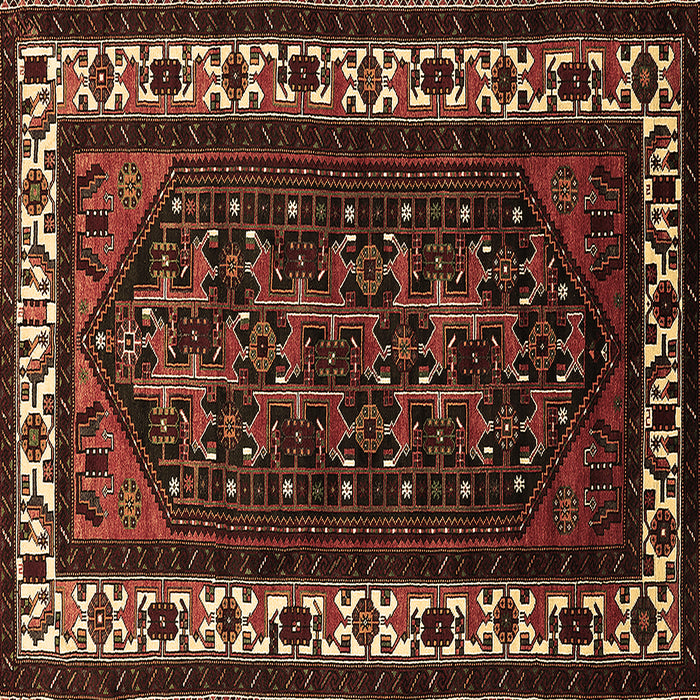 Square Oriental Brown Industrial Rug, urb3198brn