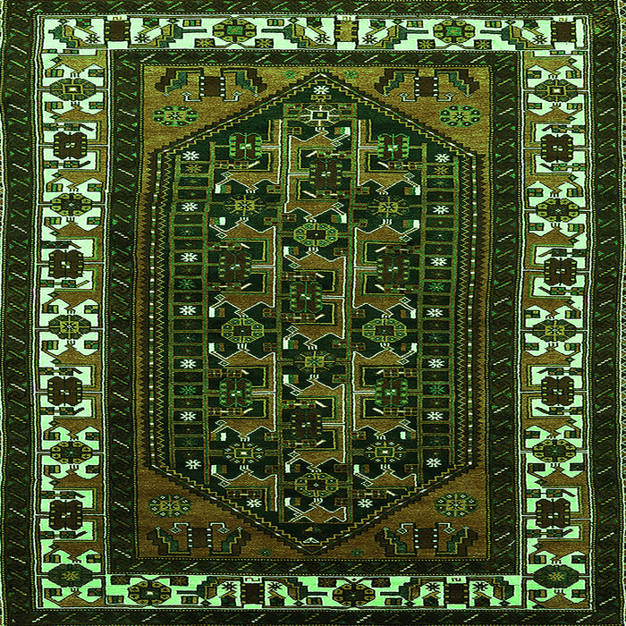 Square Machine Washable Oriental Green Industrial Area Rugs, wshurb3198grn