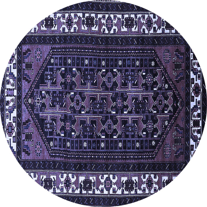 Round Machine Washable Oriental Blue Industrial Rug, wshurb3198blu