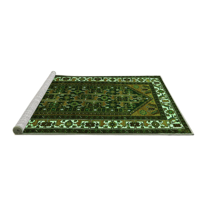 Sideview of Machine Washable Oriental Green Industrial Area Rugs, wshurb3198grn