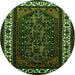 Round Oriental Green Industrial Rug, urb3198grn