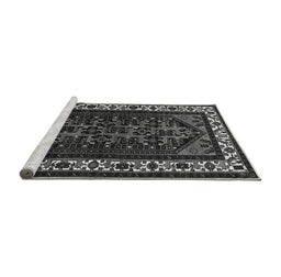 Sideview of Machine Washable Oriental Gray Industrial Rug, wshurb3198gry