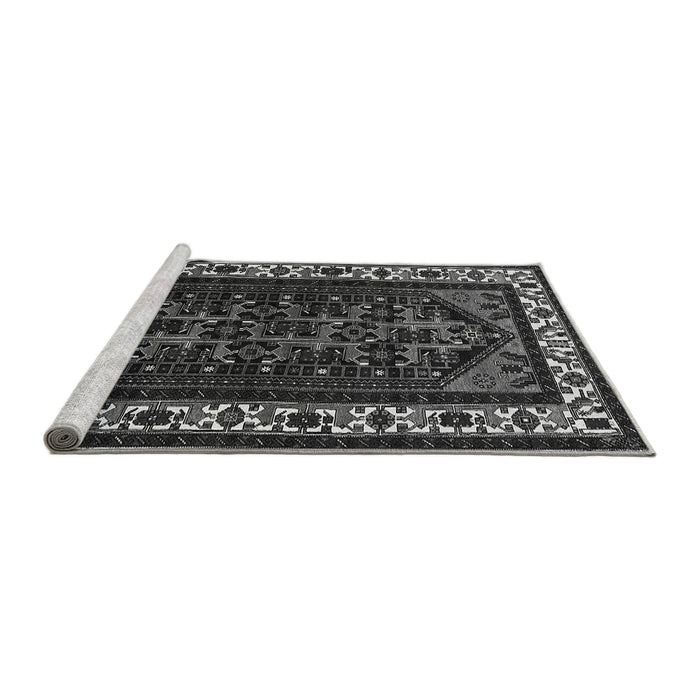 Sideview of Machine Washable Oriental Gray Industrial Rug, wshurb3198gry