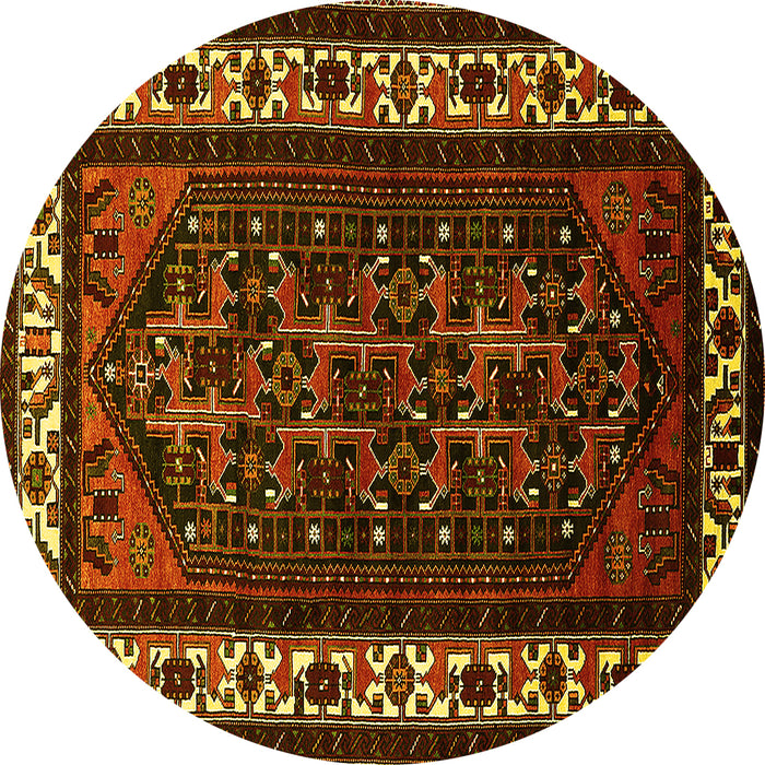 Round Oriental Yellow Industrial Rug, urb3198yw