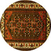 Round Oriental Yellow Industrial Rug, urb3198yw