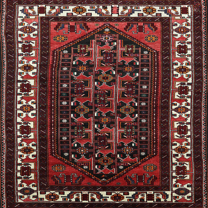 Square Mid-Century Modern Puce Purple Oriental Rug, urb3198