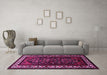 Machine Washable Oriental Pink Industrial Rug in a Living Room, wshurb3198pnk