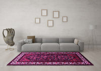 Machine Washable Oriental Pink Industrial Rug, wshurb3198pnk