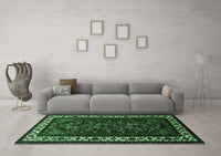 Machine Washable Oriental Emerald Green Industrial Rug, wshurb3198emgrn