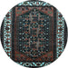 Round Oriental Light Blue Industrial Rug, urb3198lblu