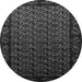 Round Machine Washable Oriental Gray Industrial Rug, wshurb3199gry