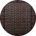 Round Oriental Light Blue Industrial Rug, urb3199lblu