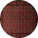 Round Oriental Brown Industrial Rug, urb3199brn