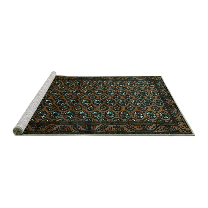 Sideview of Machine Washable Oriental Turquoise Industrial Area Rugs, wshurb3199turq