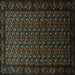 Square Oriental Turquoise Industrial Rug, urb3199turq