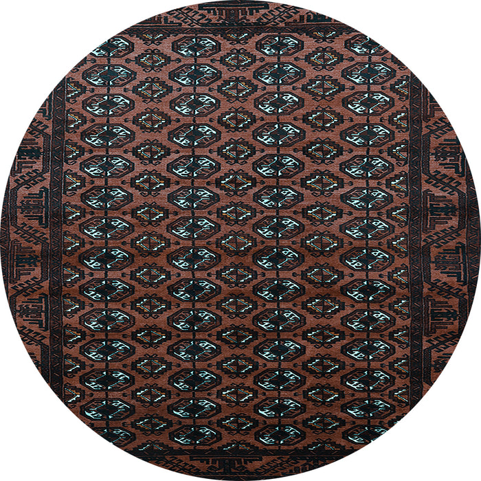 Round Machine Washable Oriental Light Blue Industrial Rug, wshurb3199lblu