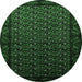 Round Oriental Emerald Green Industrial Rug, urb3199emgrn