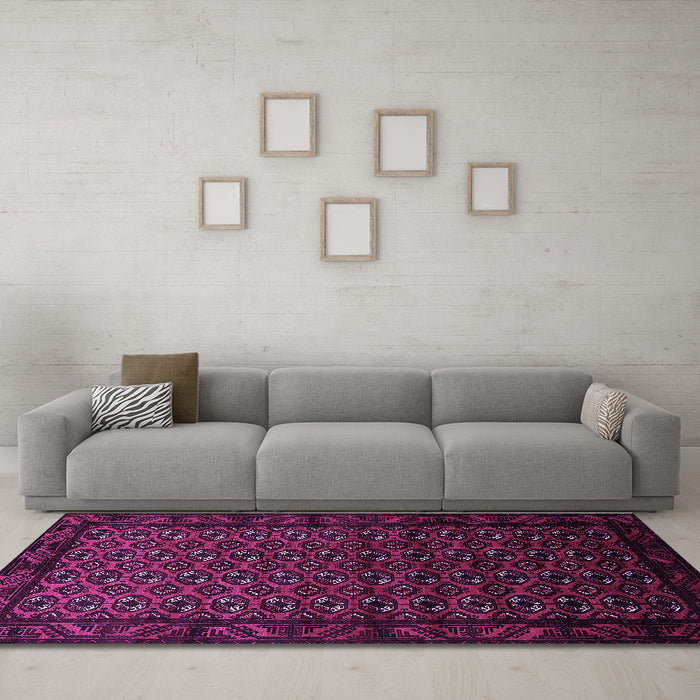 Machine Washable Oriental Purple Industrial Area Rugs in a Living Room, wshurb3199pur