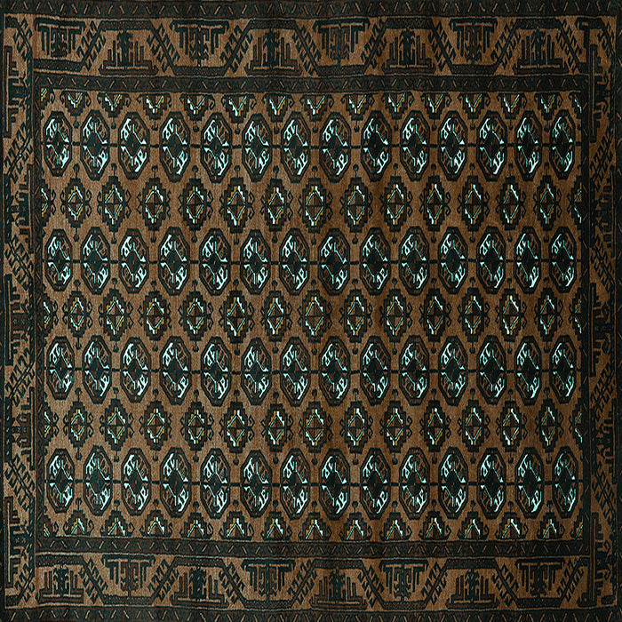 Square Machine Washable Oriental Turquoise Industrial Area Rugs, wshurb3199turq