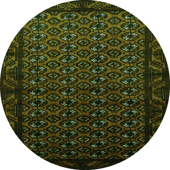 Round Machine Washable Oriental Green Industrial Area Rugs, wshurb3199grn