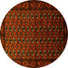 Round Oriental Yellow Industrial Rug, urb3199yw