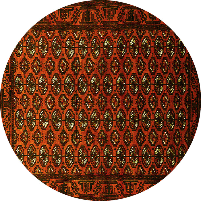 Round Machine Washable Oriental Yellow Industrial Rug, wshurb3199yw