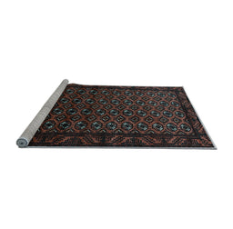 Sideview of Machine Washable Oriental Light Blue Industrial Rug, wshurb3199lblu
