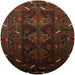 Round Mid-Century Modern Red Oriental Rug, urb3200