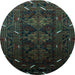 Round Oriental Light Blue Industrial Rug, urb3200lblu