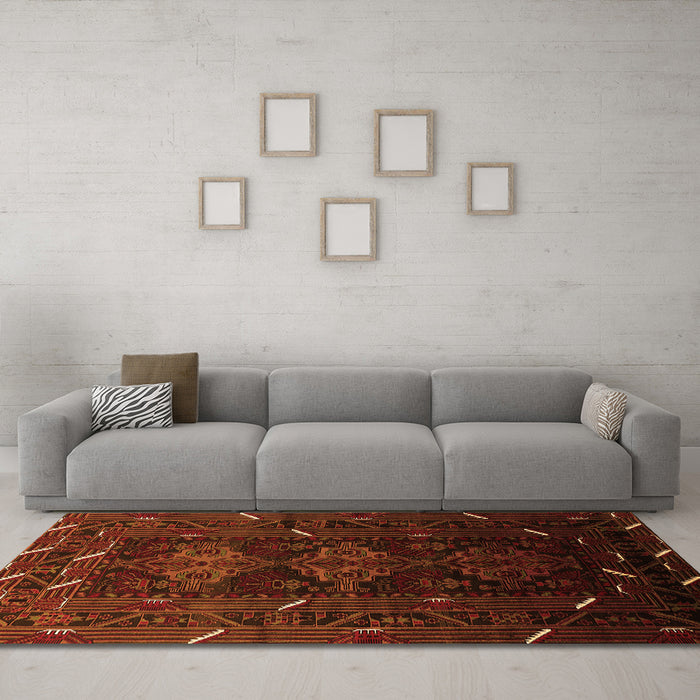 Machine Washable Oriental Orange Industrial Area Rugs in a Living Room, wshurb3200org
