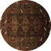 Round Oriental Brown Industrial Rug, urb3200brn