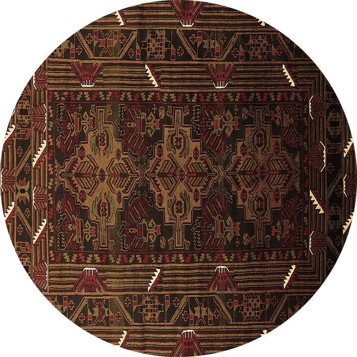 Round Machine Washable Oriental Brown Industrial Rug, wshurb3200brn