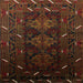 Square Mid-Century Modern Red Oriental Rug, urb3200