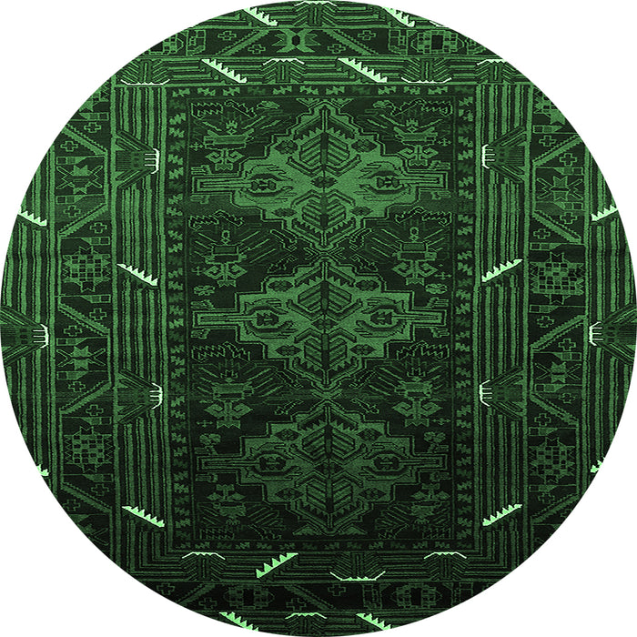 Round Oriental Emerald Green Industrial Rug, urb3200emgrn
