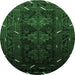 Round Oriental Emerald Green Industrial Rug, urb3200emgrn