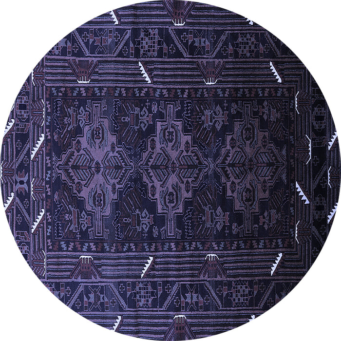 Round Machine Washable Oriental Blue Industrial Rug, wshurb3200blu