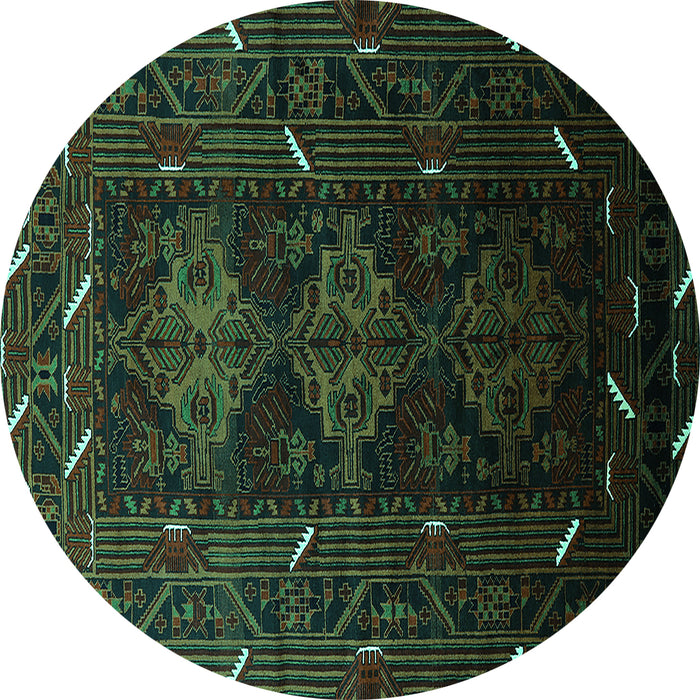 Round Machine Washable Oriental Turquoise Industrial Area Rugs, wshurb3200turq