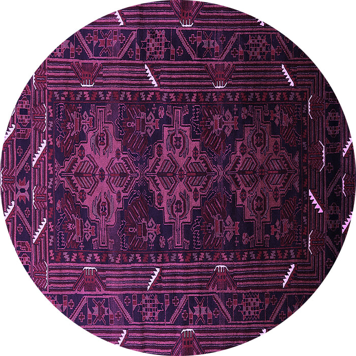 Round Machine Washable Oriental Purple Industrial Area Rugs, wshurb3200pur