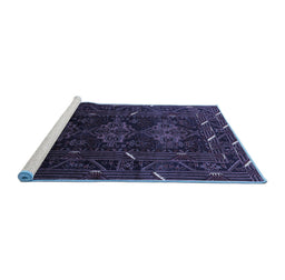 Sideview of Machine Washable Oriental Blue Industrial Rug, wshurb3200blu