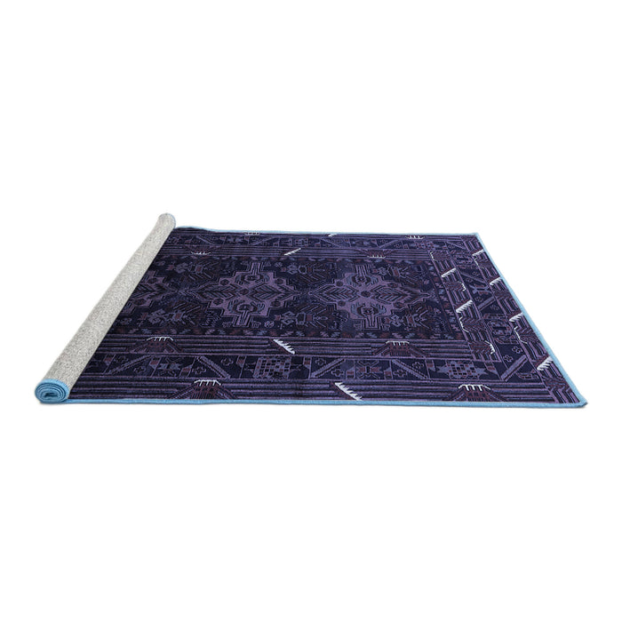 Sideview of Machine Washable Oriental Blue Industrial Rug, wshurb3200blu