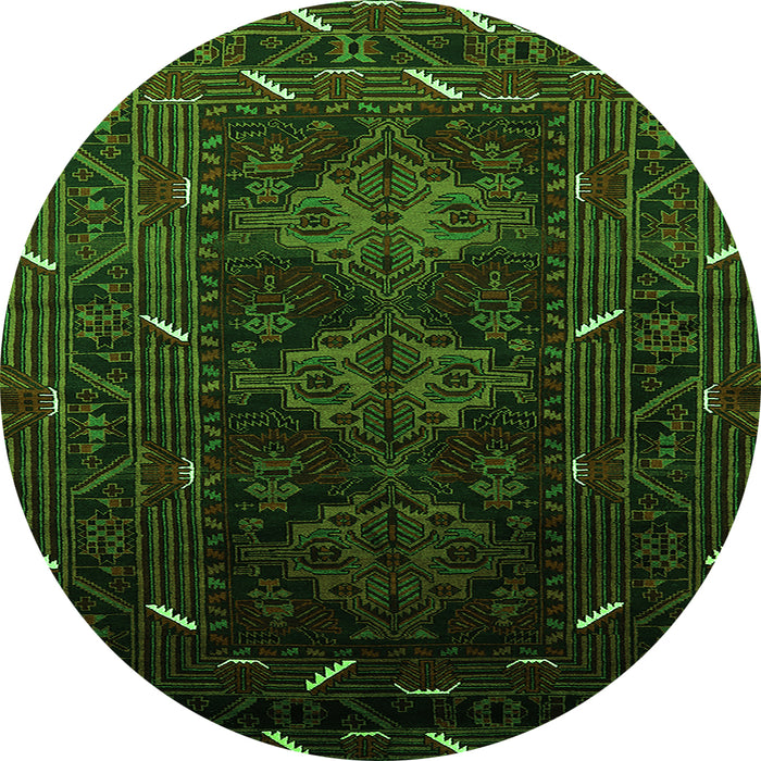 Round Oriental Green Industrial Rug, urb3200grn