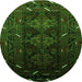 Round Oriental Green Industrial Rug, urb3200grn