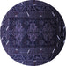 Round Oriental Blue Industrial Rug, urb3200blu