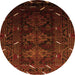 Round Machine Washable Oriental Orange Industrial Area Rugs, wshurb3200org