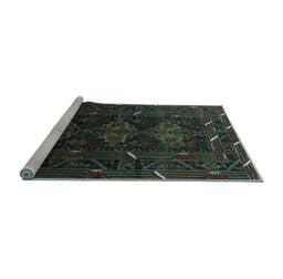 Sideview of Machine Washable Oriental Light Blue Industrial Rug, wshurb3200lblu