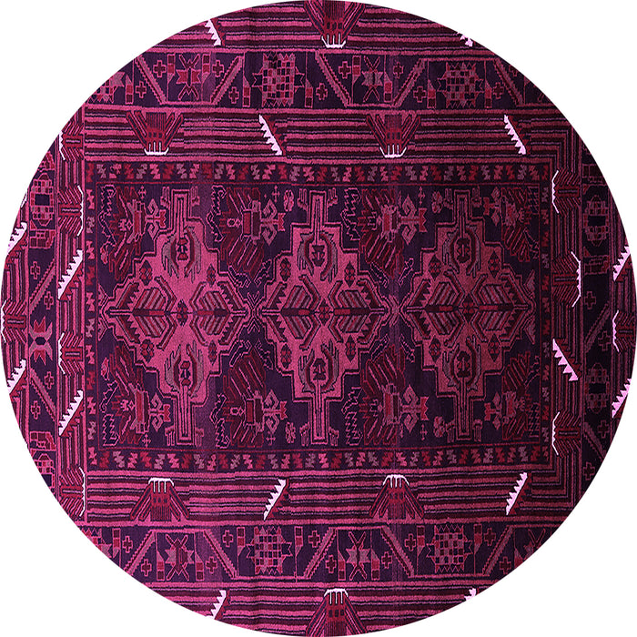 Round Machine Washable Oriental Pink Industrial Rug, wshurb3200pnk