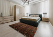 Mid-Century Modern Red Oriental Rug in a Bedroom, urb3200