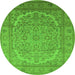 Round Oriental Green Industrial Rug, urb3201grn