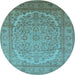 Round Oriental Light Blue Industrial Rug, urb3201lblu